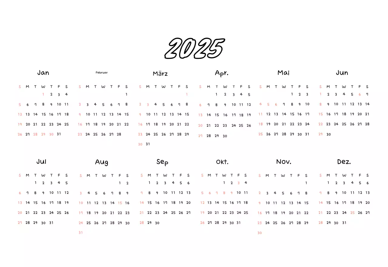 Gelber Neujahrskalender