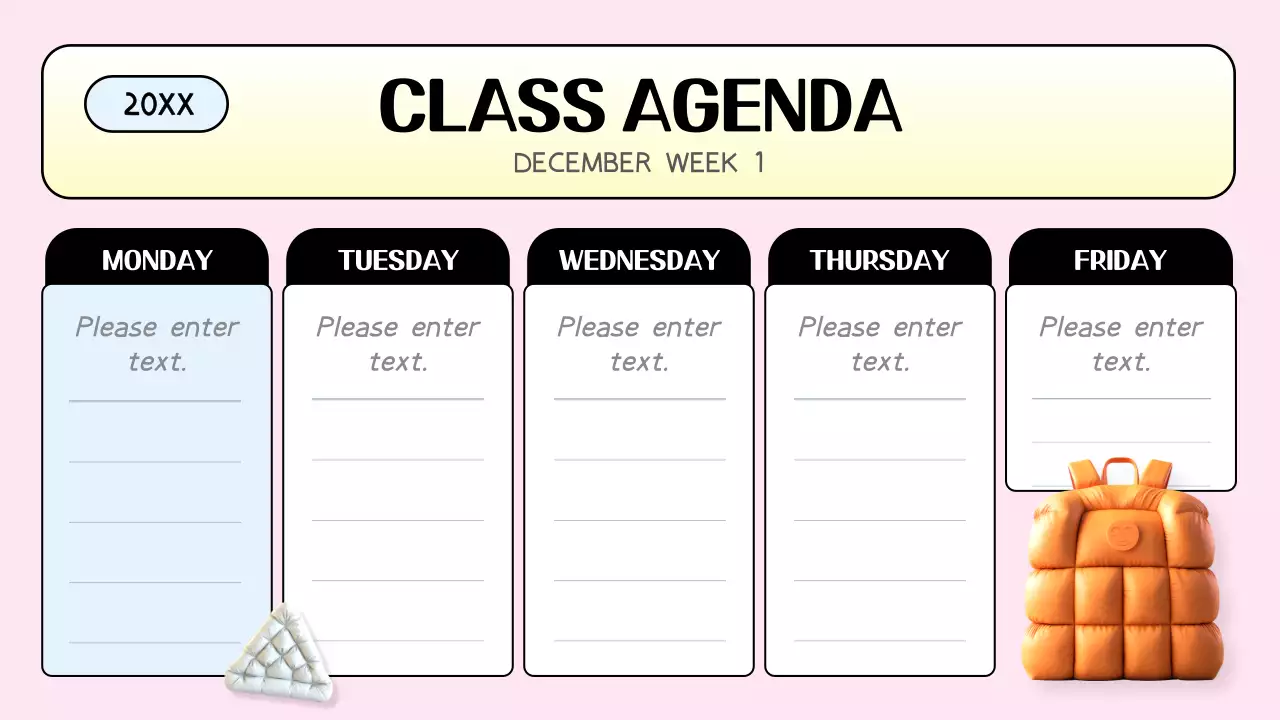 Pink Playful Class Agenda Planner Presentation