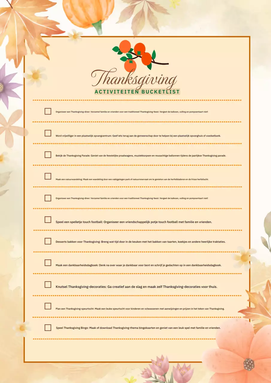 oranje traditionele Thanksgiving planner