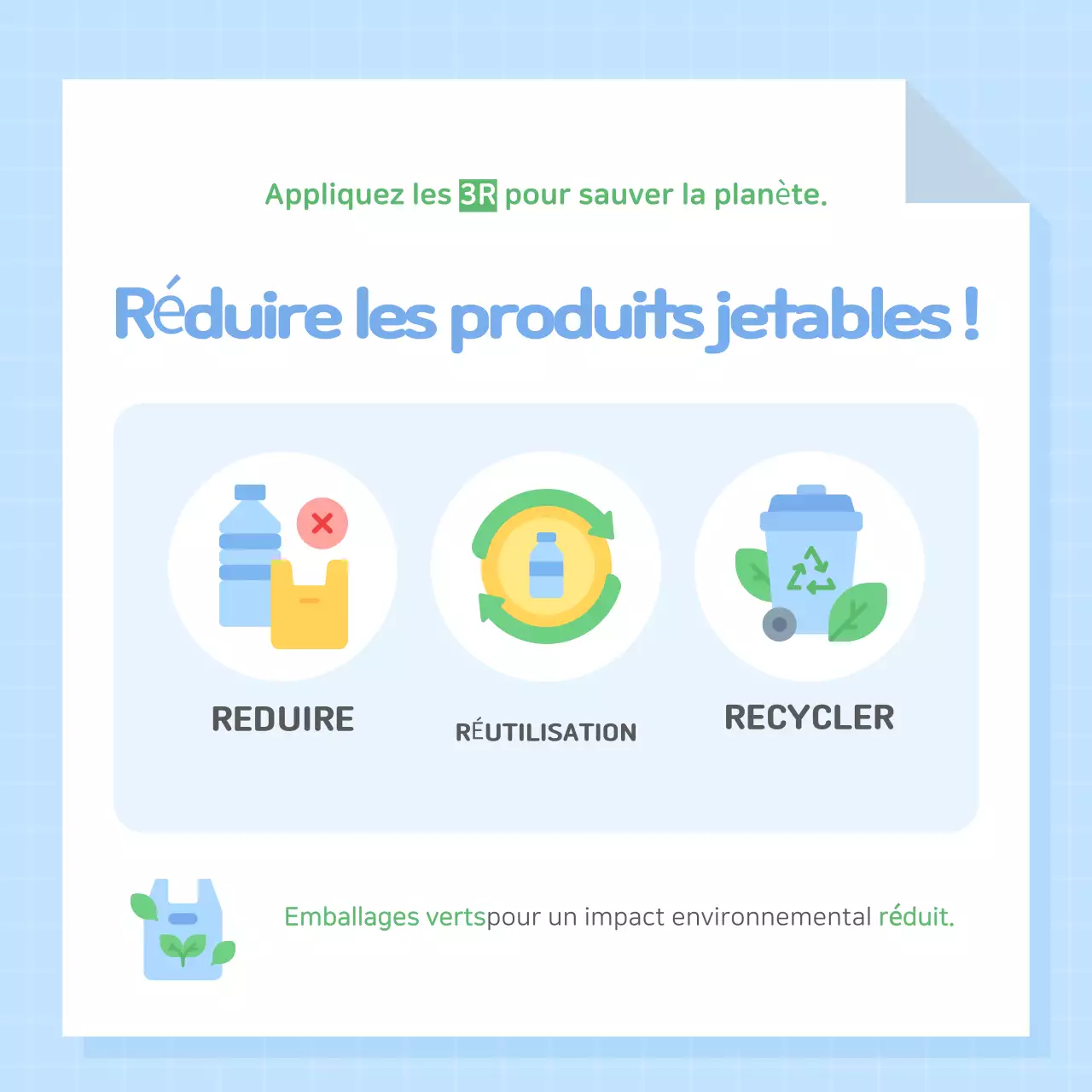 Campagne de protection de l'environnement simple et bleu clair