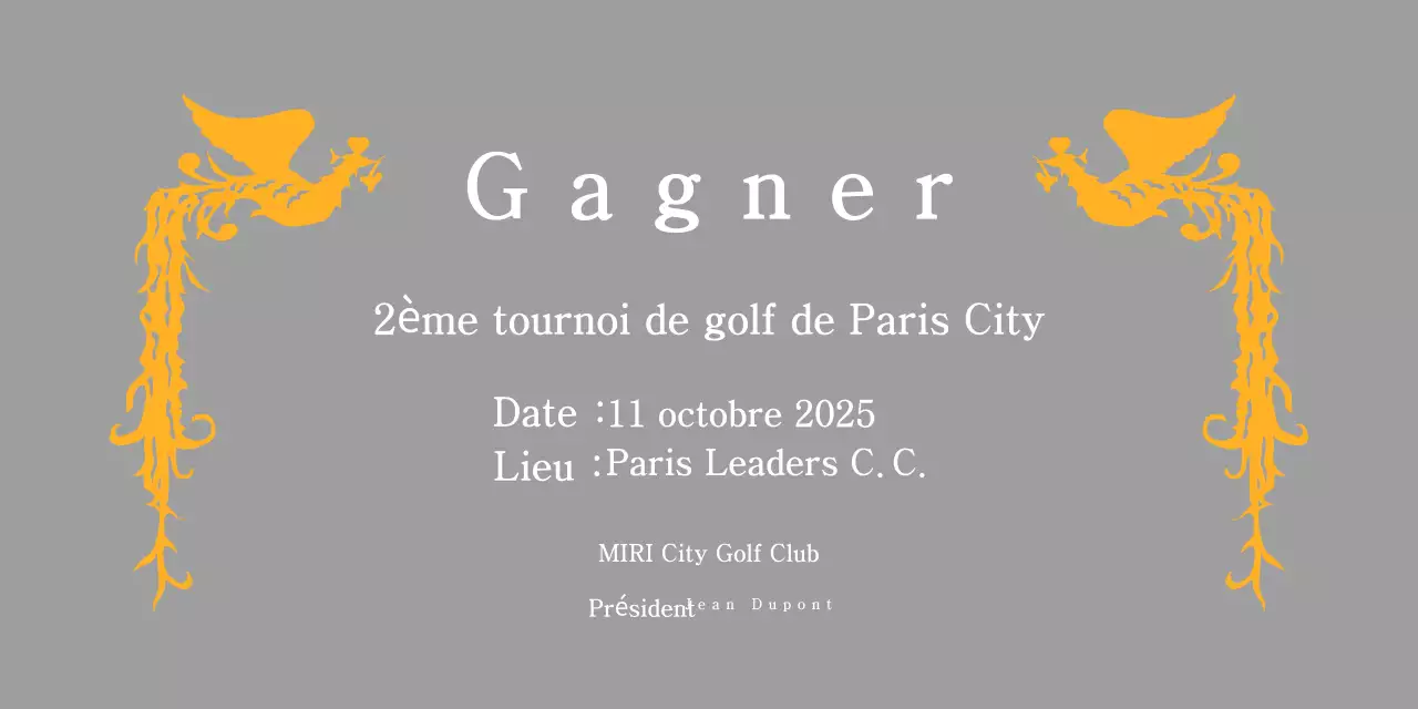 Trophée classique de tournoi de golf avec décoration phénix colorée