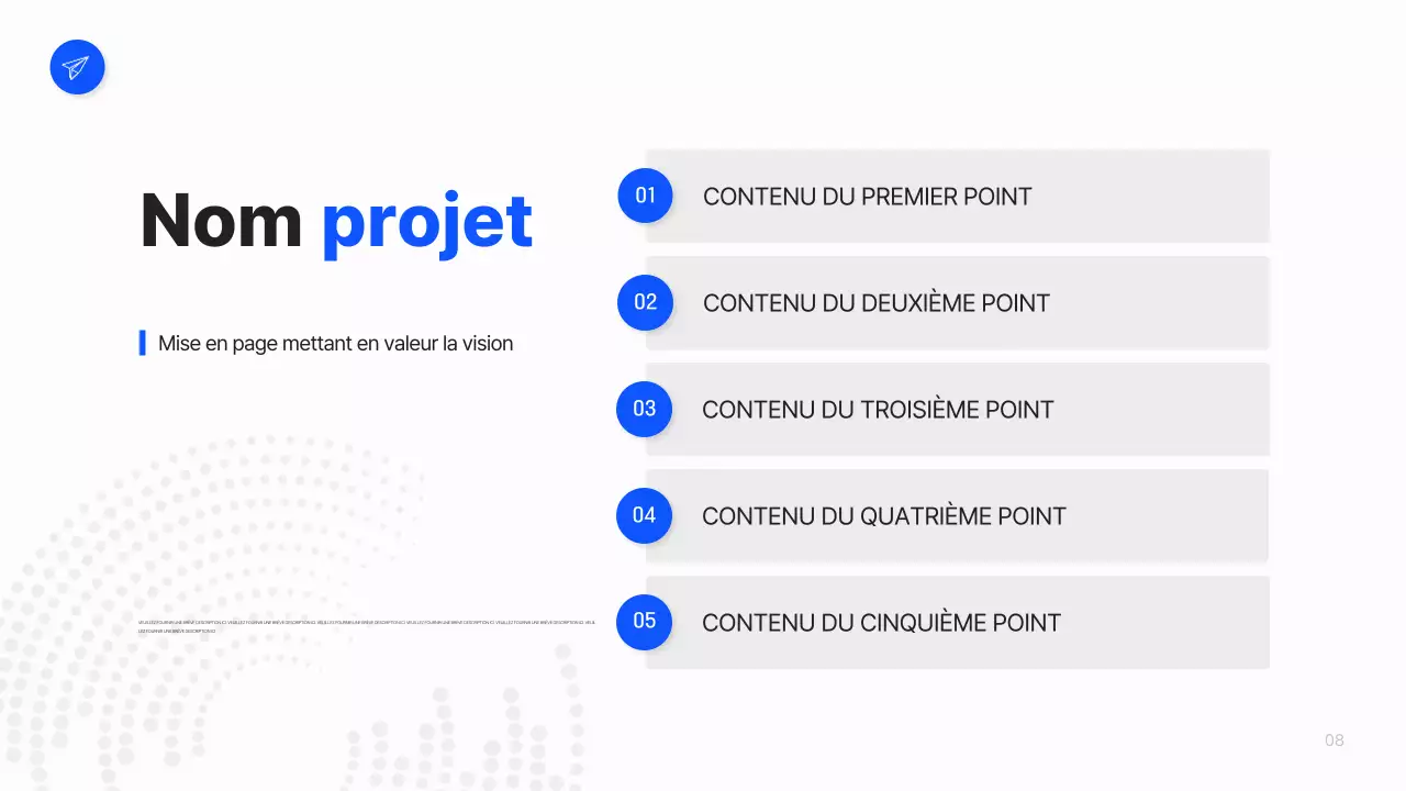 Un plan d'affaires simple en blanc et bleu