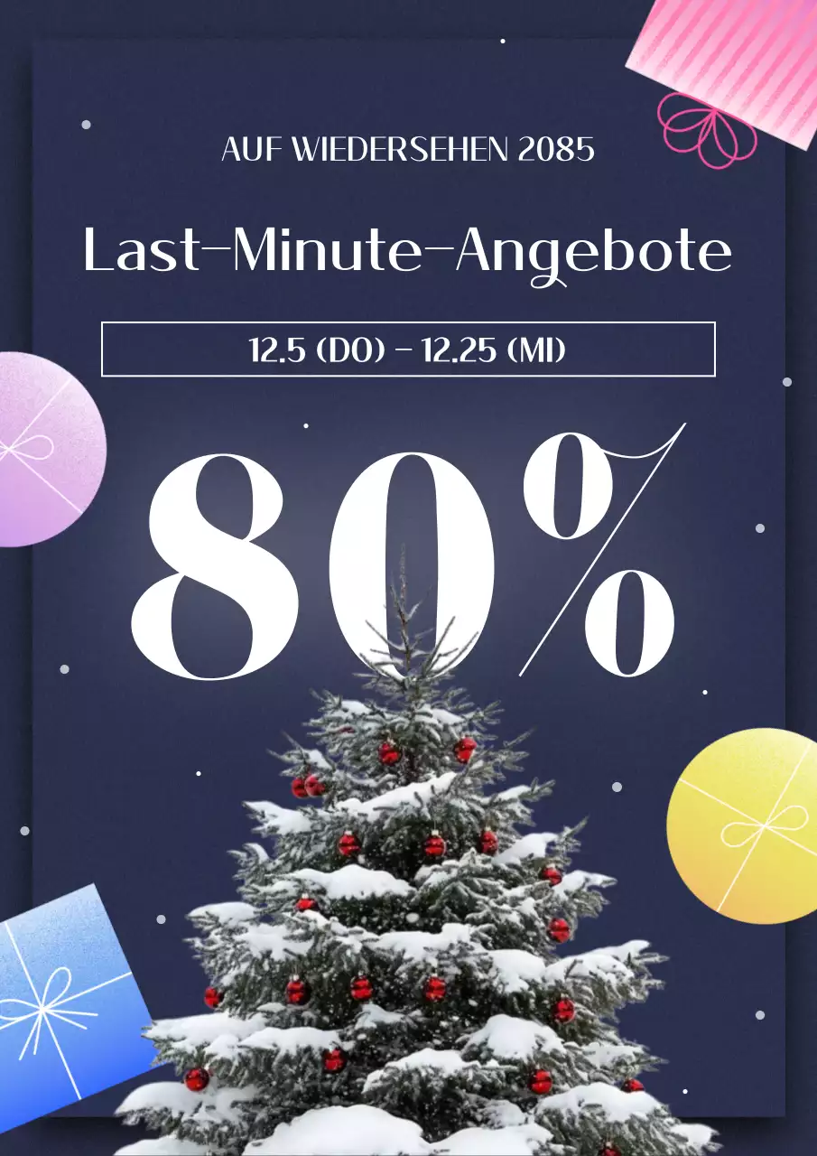 Förderung eines Weihnachtsausverkaufs in den Farben Vintage, Marine und Weiß