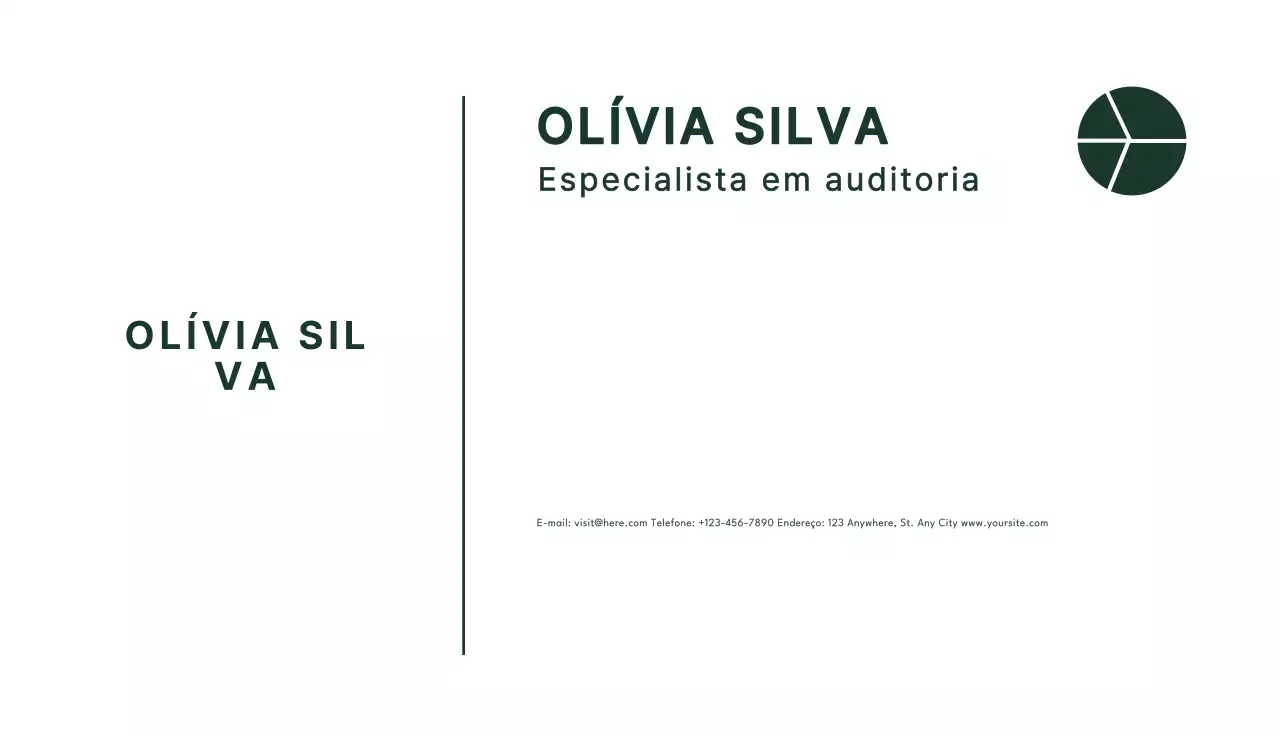 cartão de visita minimalista verde