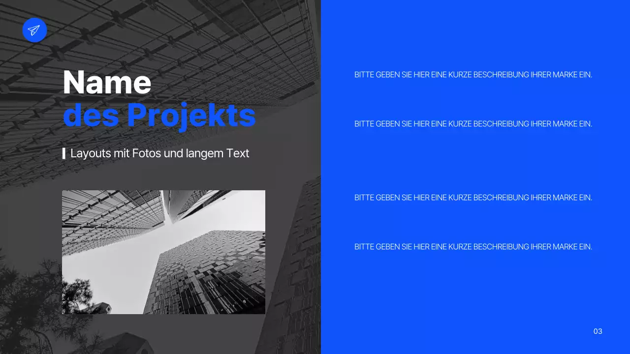 Ein einfacher Geschäftsplan in Weiß und Blau