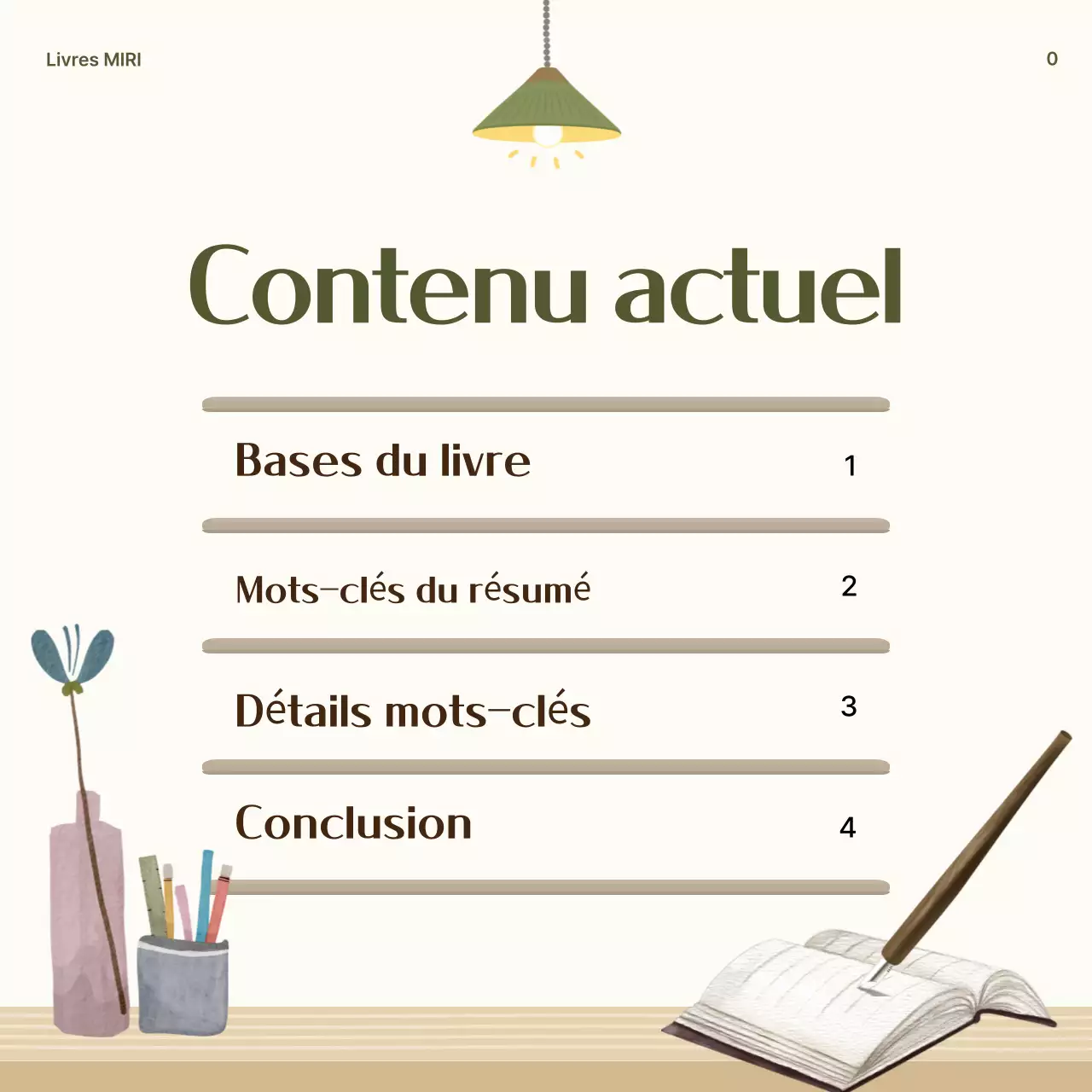 Un poste de résumé de livre épuré en kaki et beige