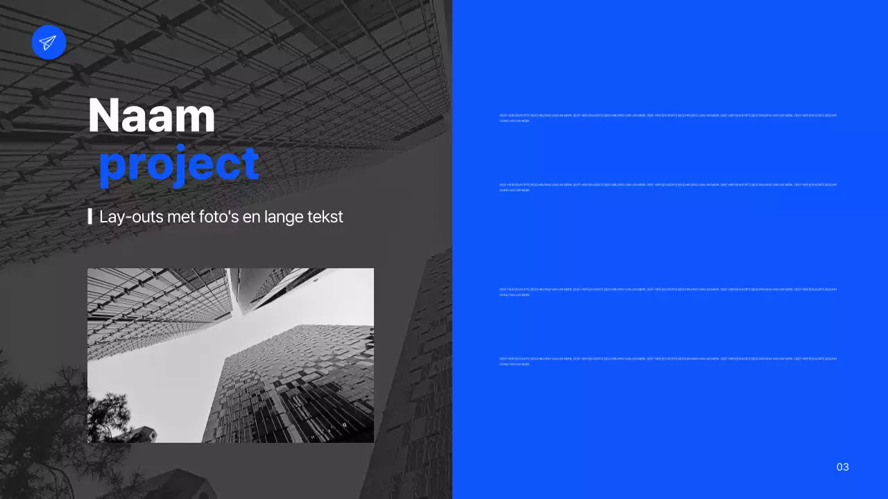 Een eenvoudig bedrijfsplan in wit en blauw