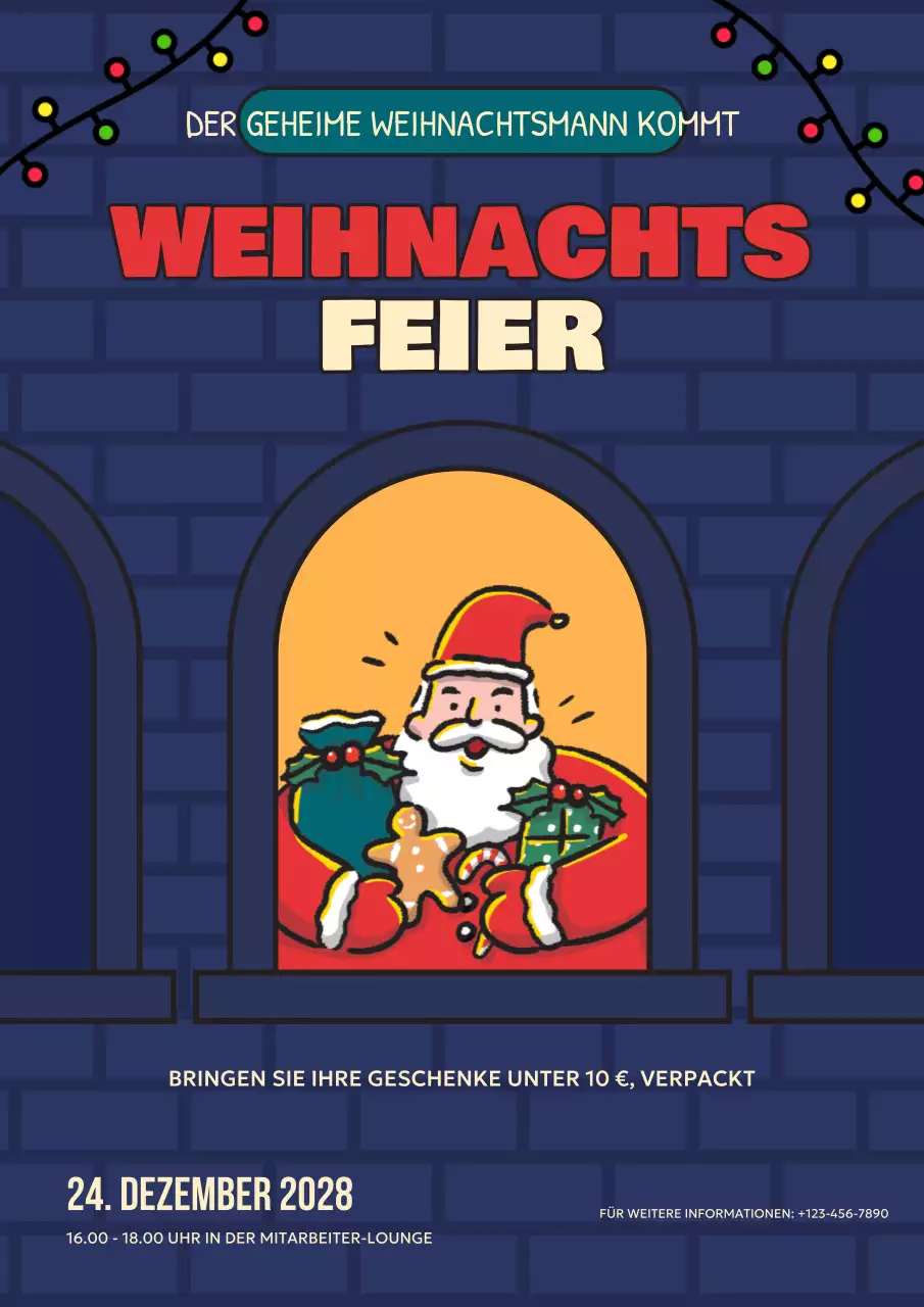 blaue Retro-Weihnachtseinladung