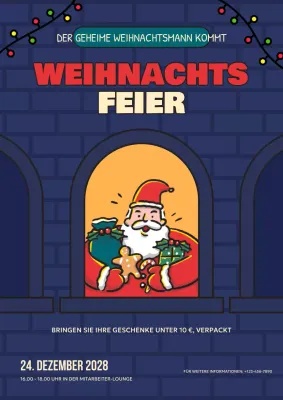 blaue Retro-Weihnachtseinladung