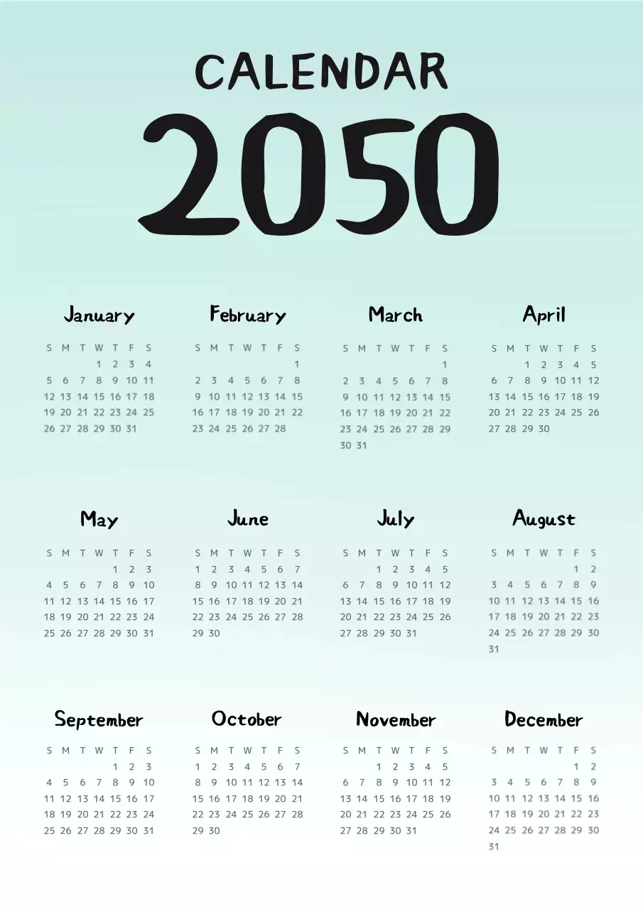 水色 手書き カレンダー 予定表 ポスター