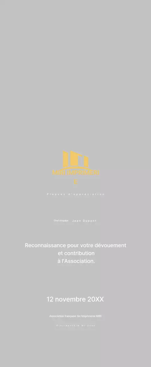 Plaque d'appréciation or Neat