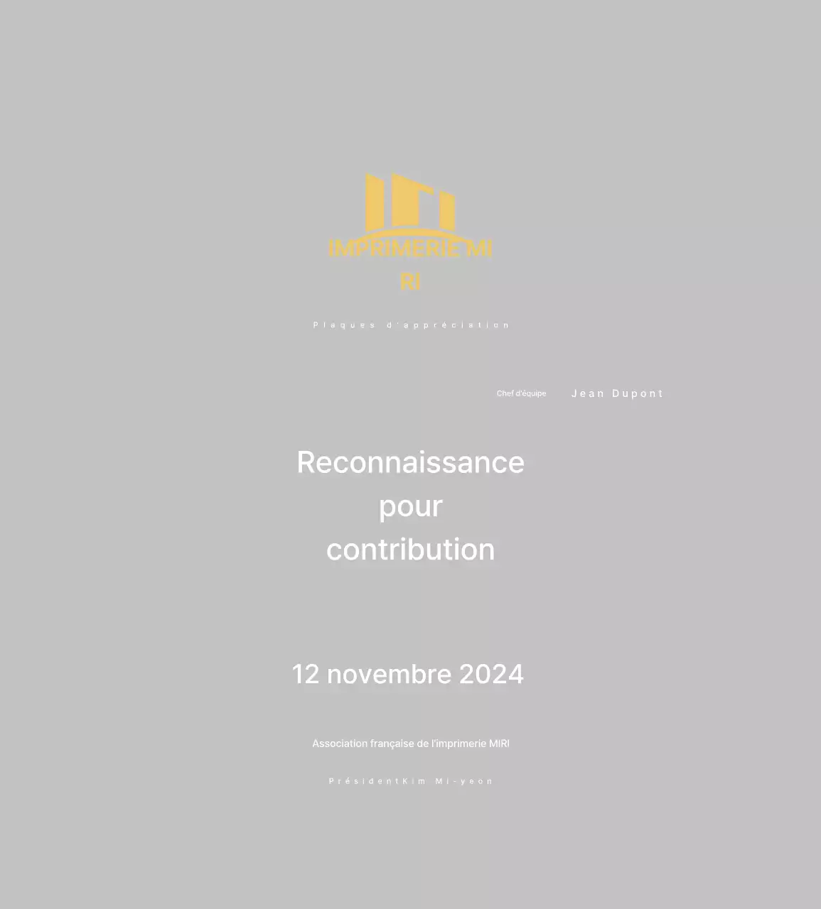 Plaque d'appréciation or Neat