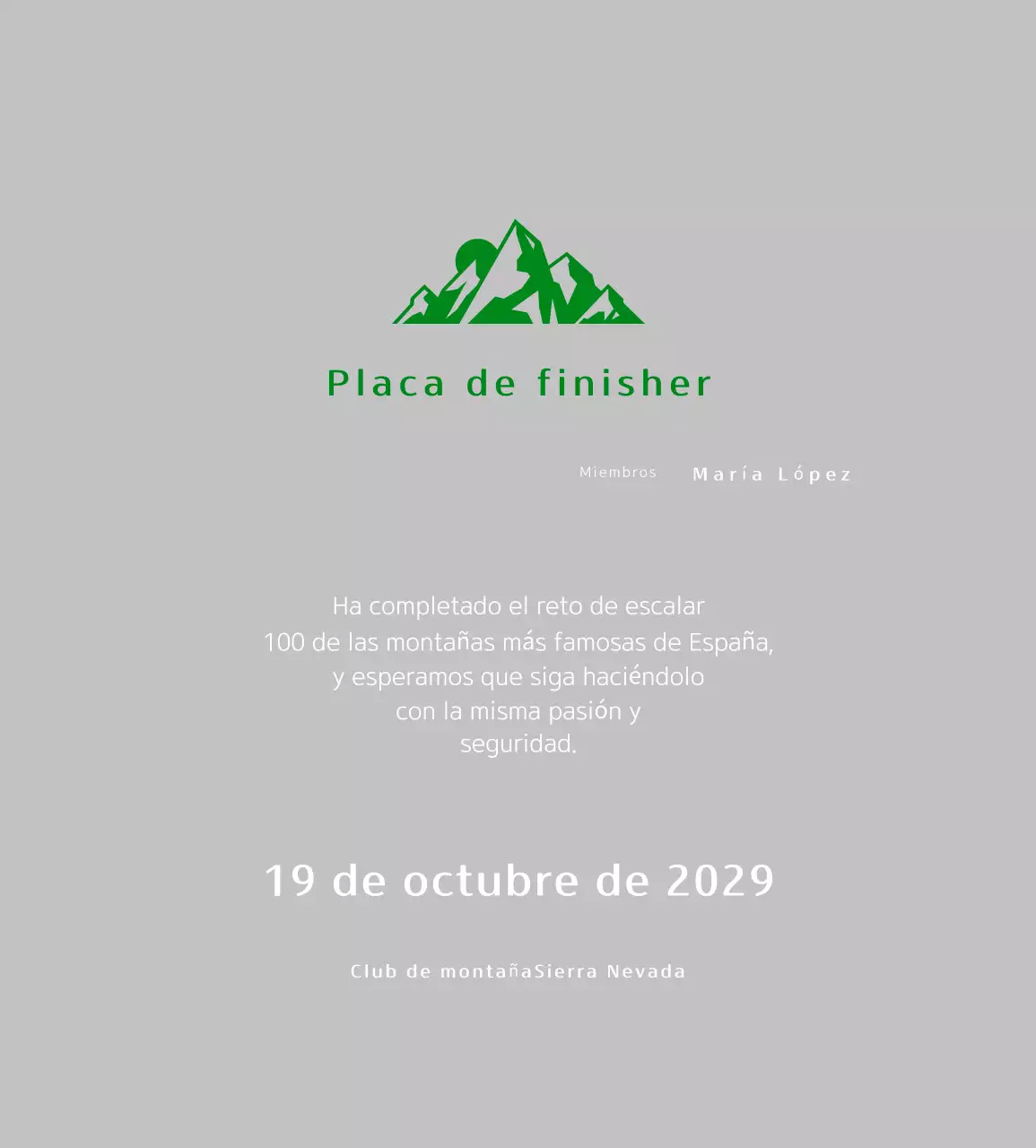 Placa Simple Montañismo Verde