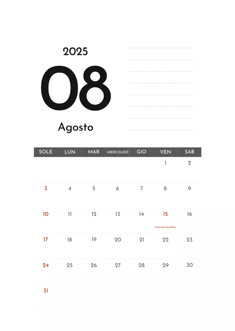 Calendario aziendale semplice grigio