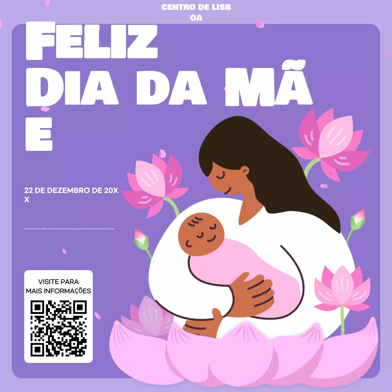anúncio estético roxo para o Dia da Mãe