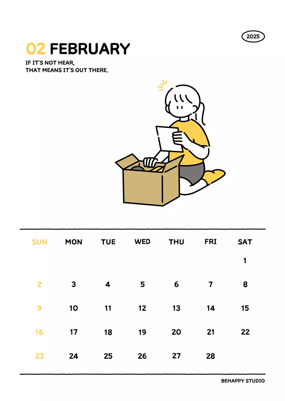 Kalender bergambar dengan gaya garis yang cantik