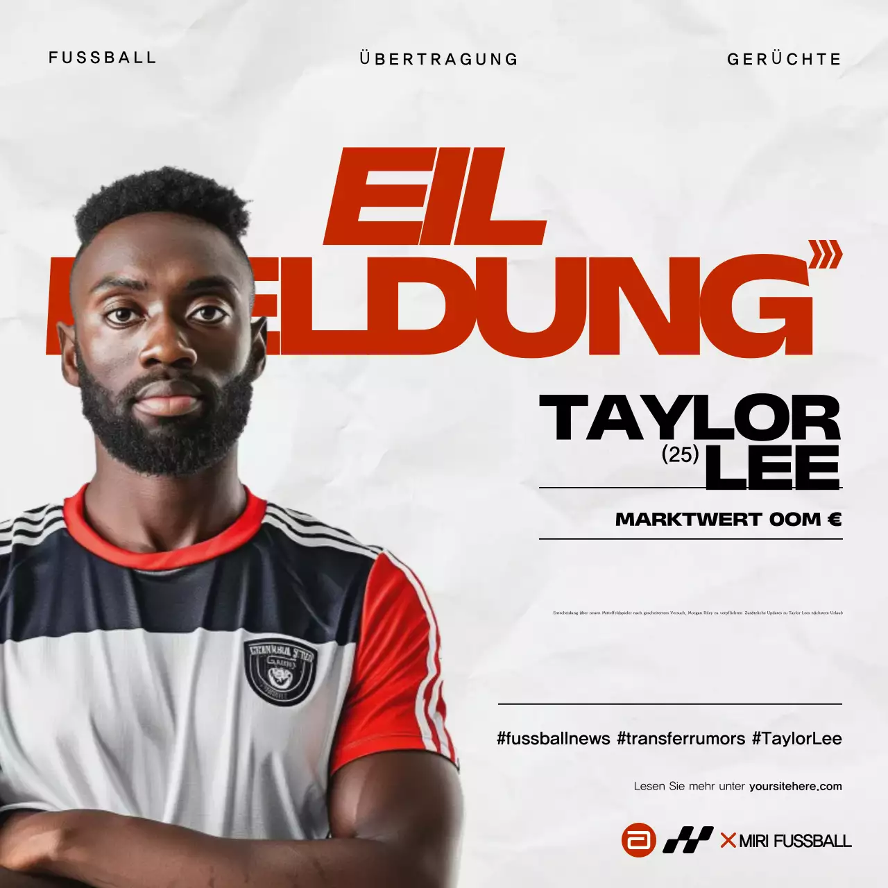 Red Modern Soccer News Ankündigung