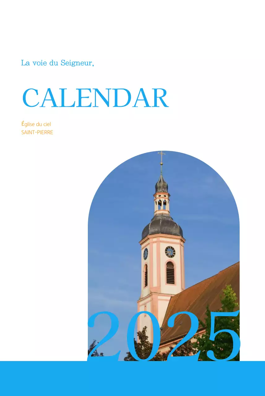 Calendrier d'église moderne bleu