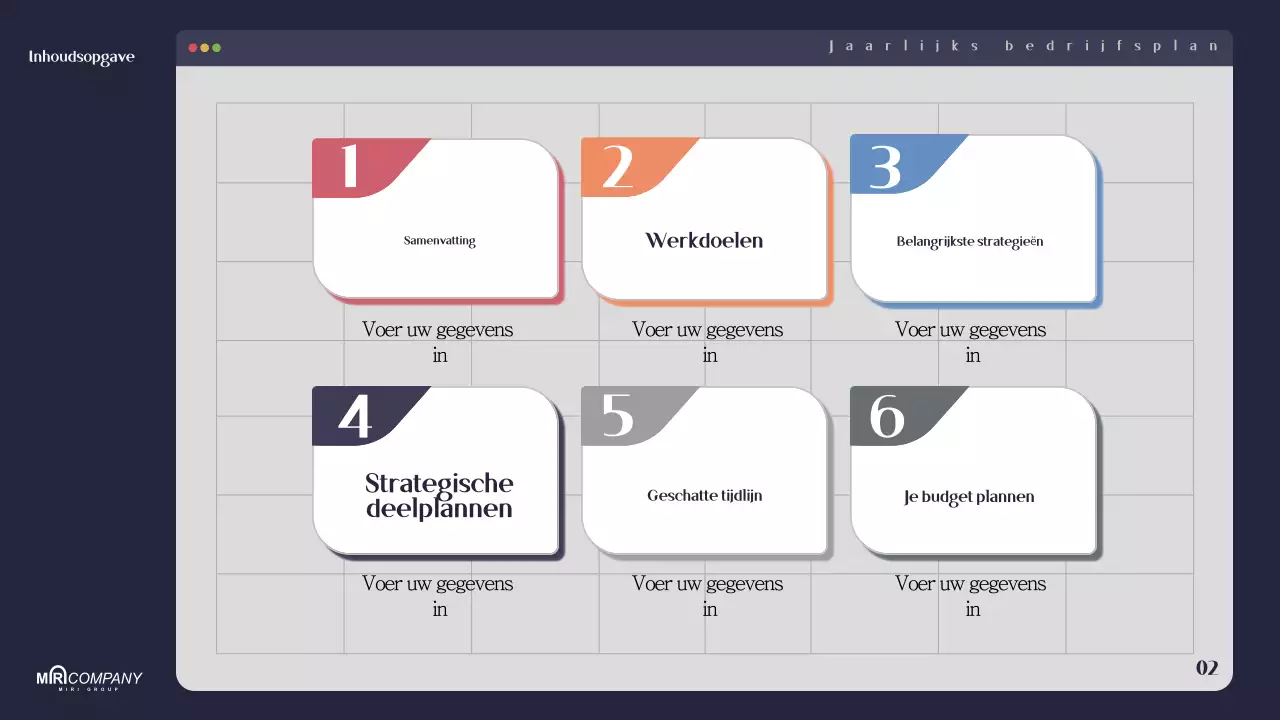 Een marineblauw modern ondernemingsplan plannen