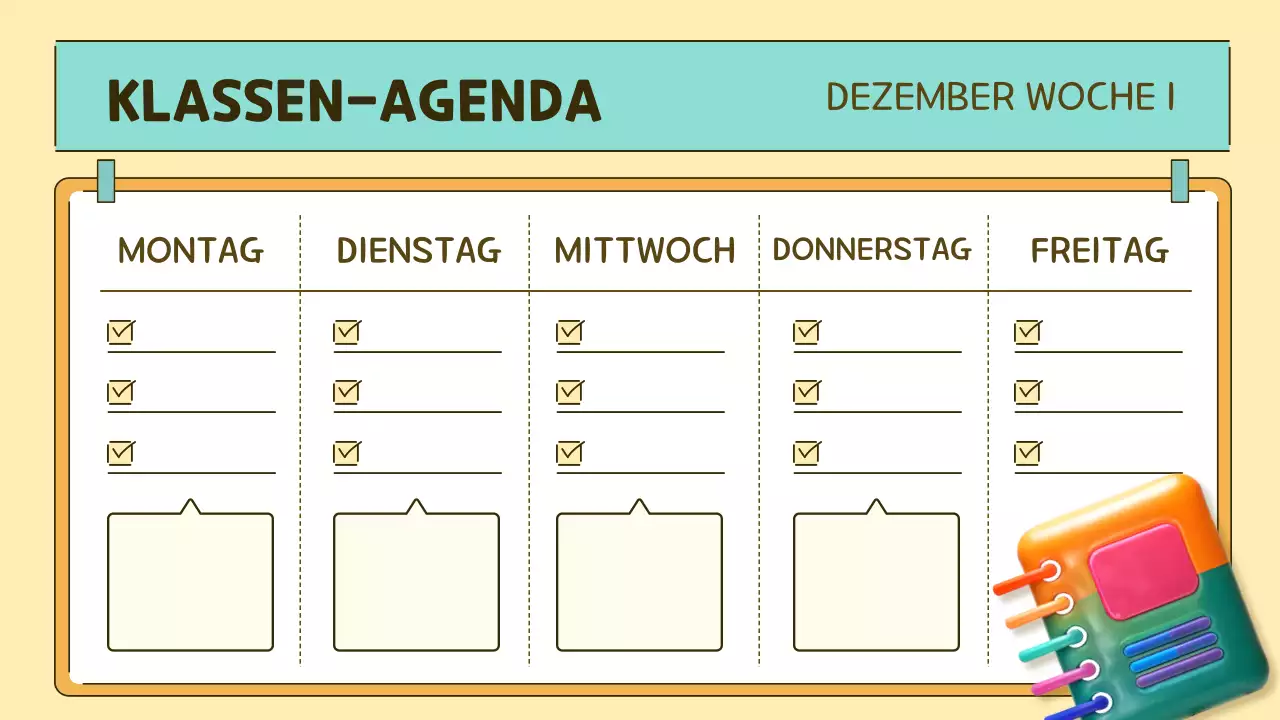 orange-grüner Pop-Klassen-Agenda-Planer