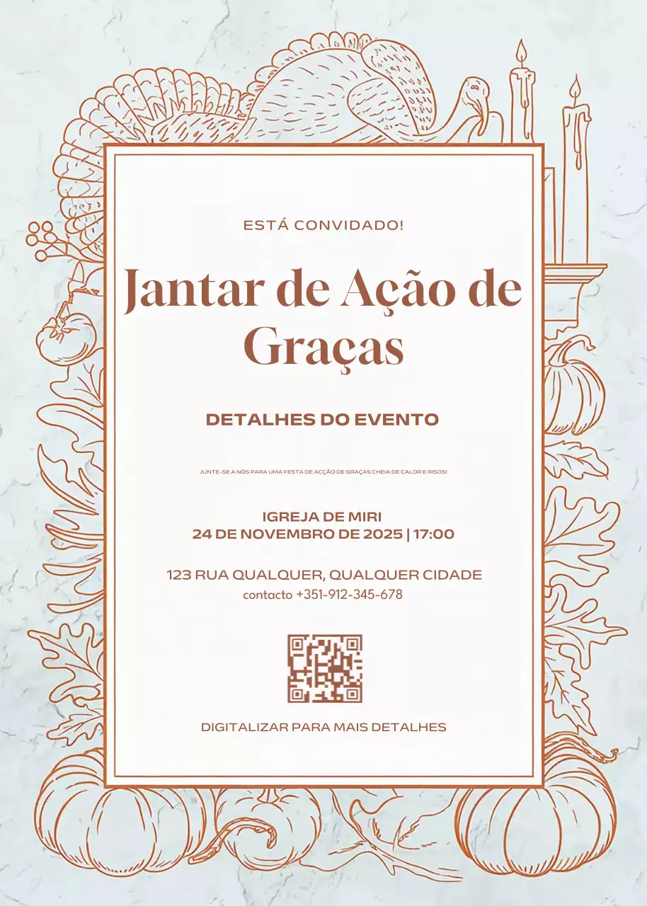 convite de ação de graças tradicional bege