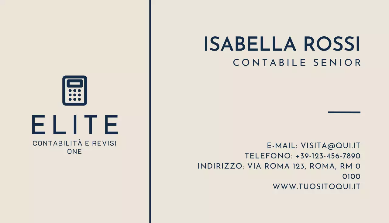 biglietto da visita professionale beige per la contabilità