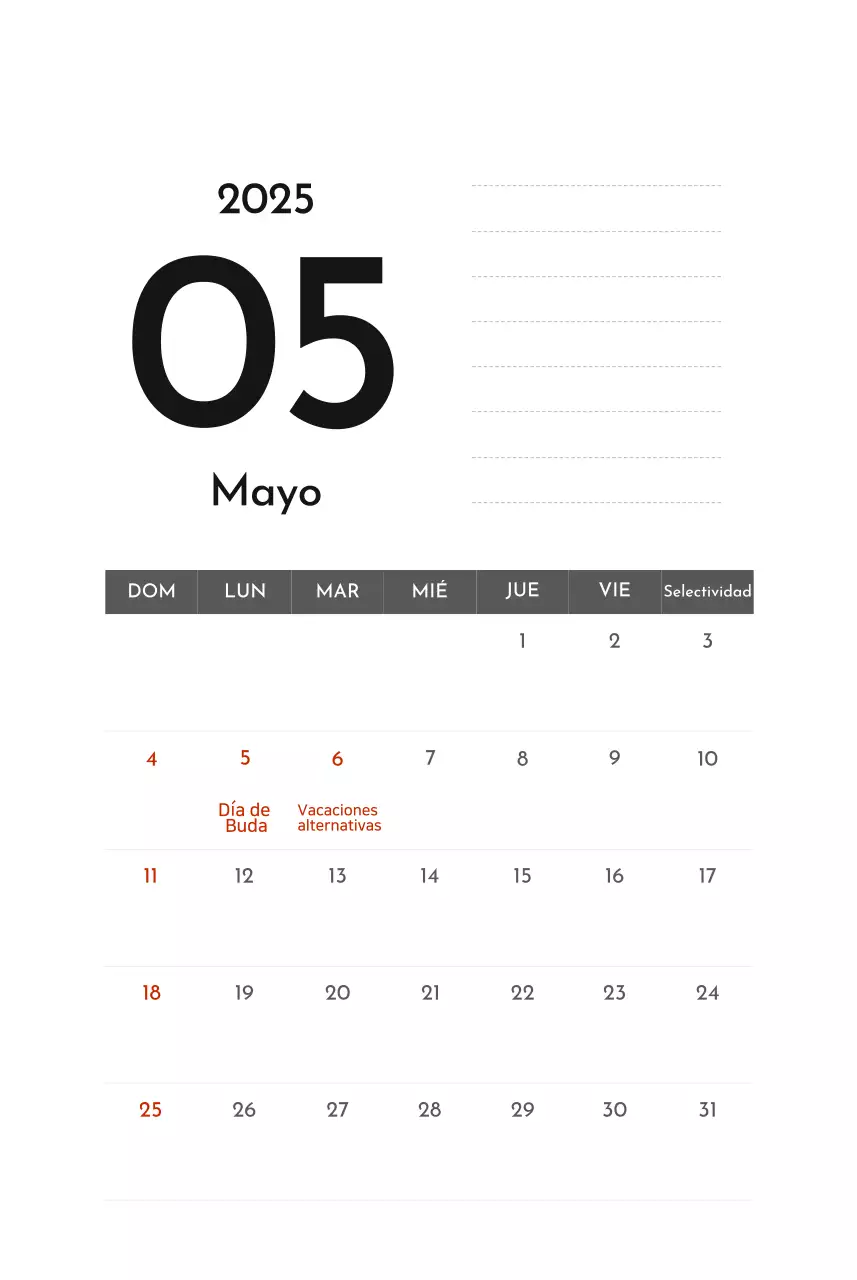 Calendario de empresa Grey Simple