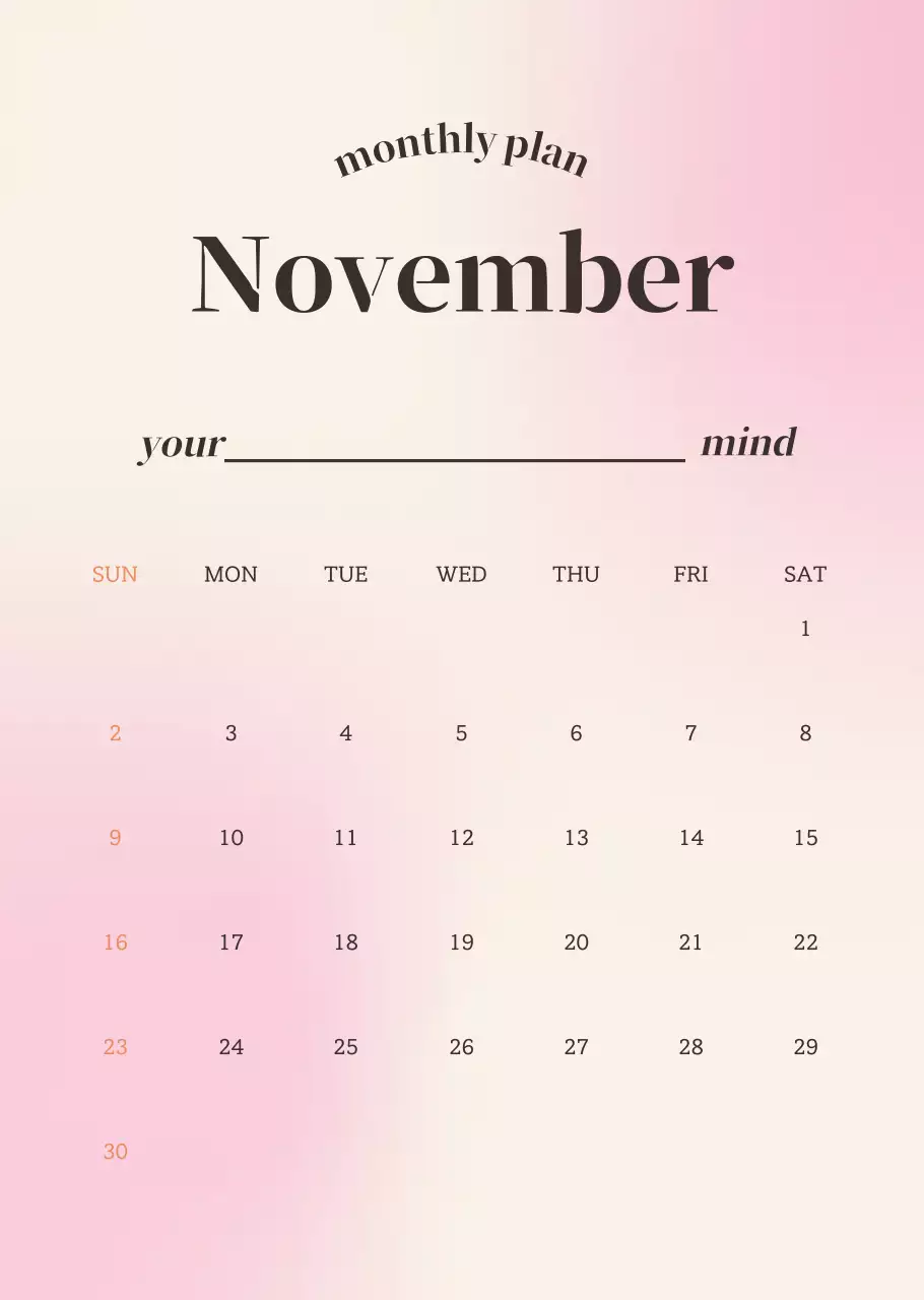 그라데이션 미니멀 캘린더 디자인