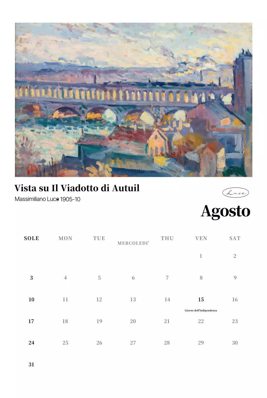 Calendario dell'arte classica