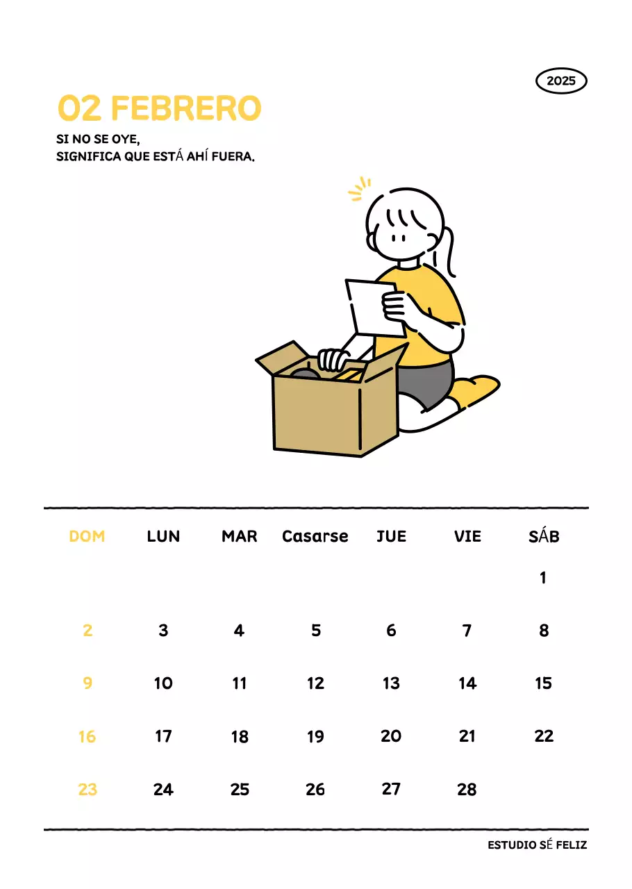 Calendario ilustrado con un bonito estilo de líneas