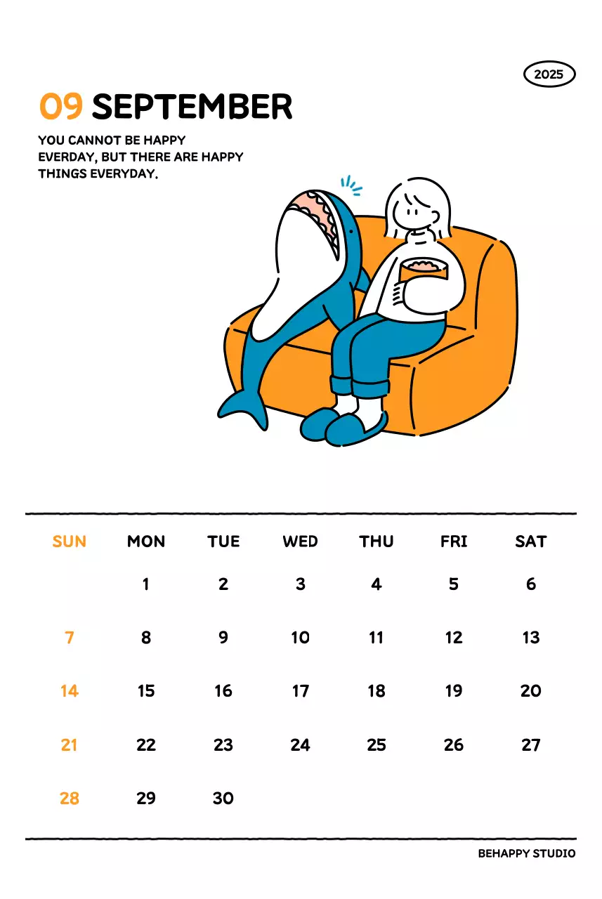 아기자기한 선 스타일의 일러스트 달력 캘린더