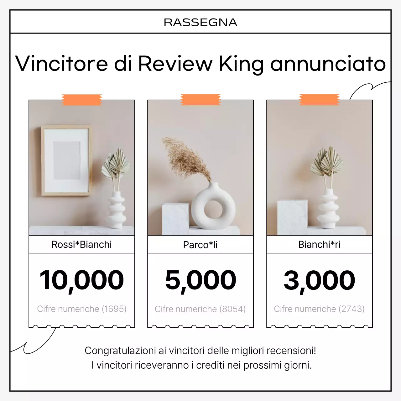Una collezione kitsch di recensioni in arancione e nero