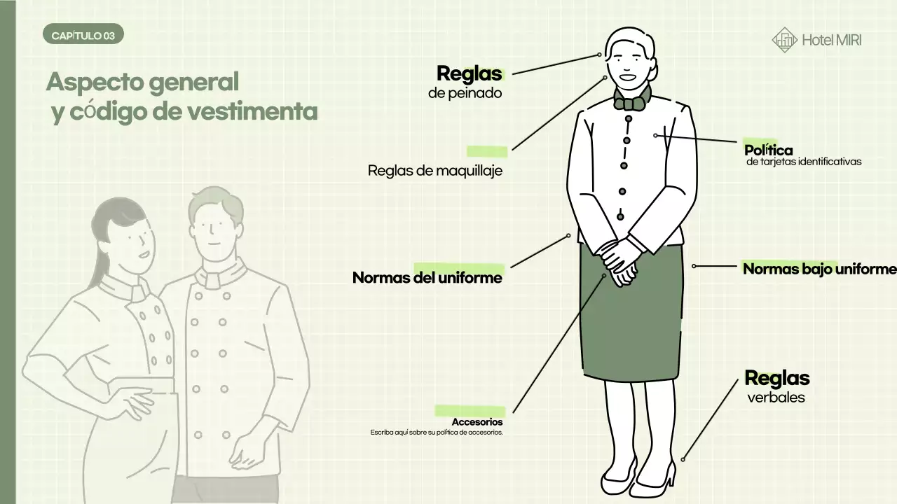 Formación para el personal sobre el código de vestimenta caqui pulcro y ordenado