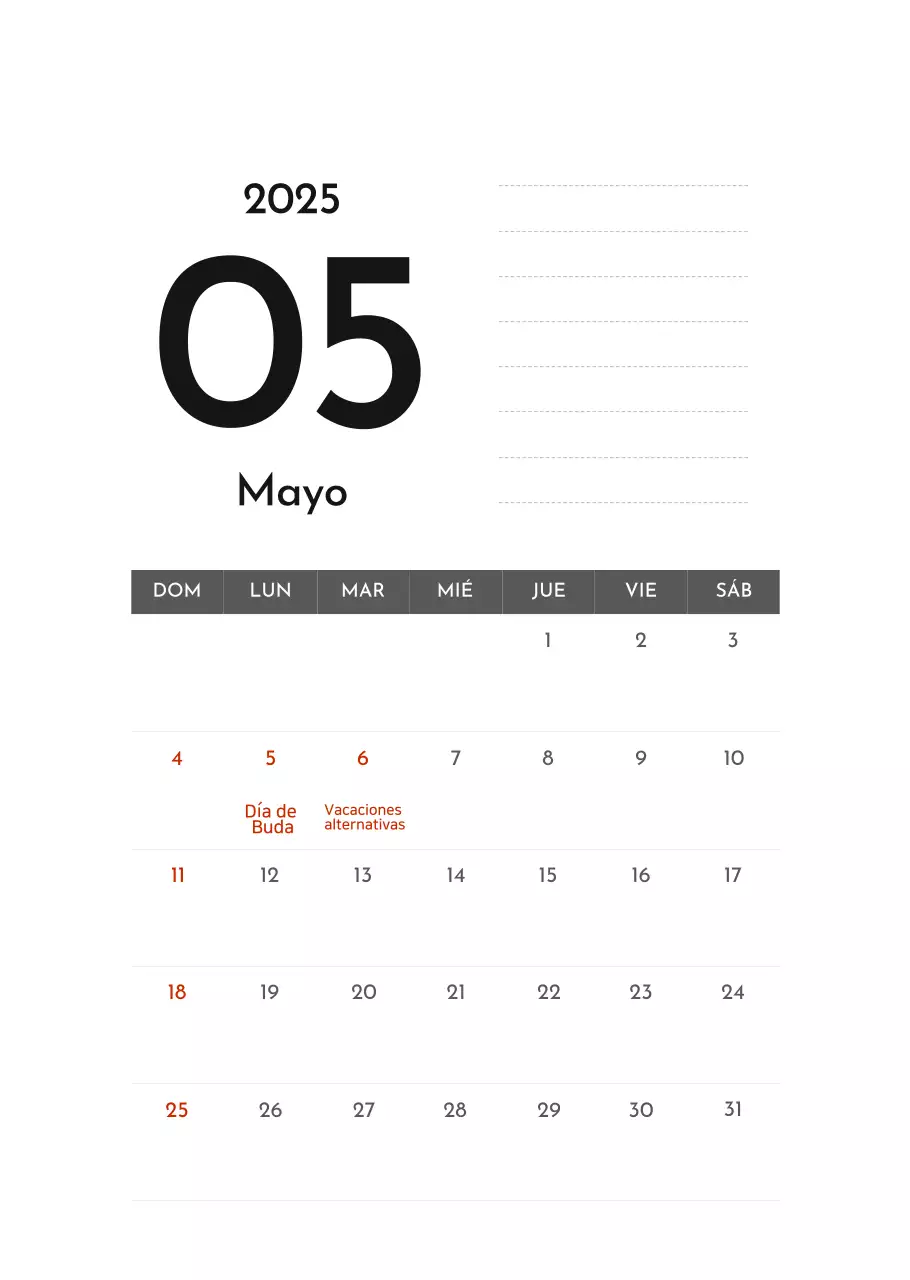 Calendario de empresa Grey Simple