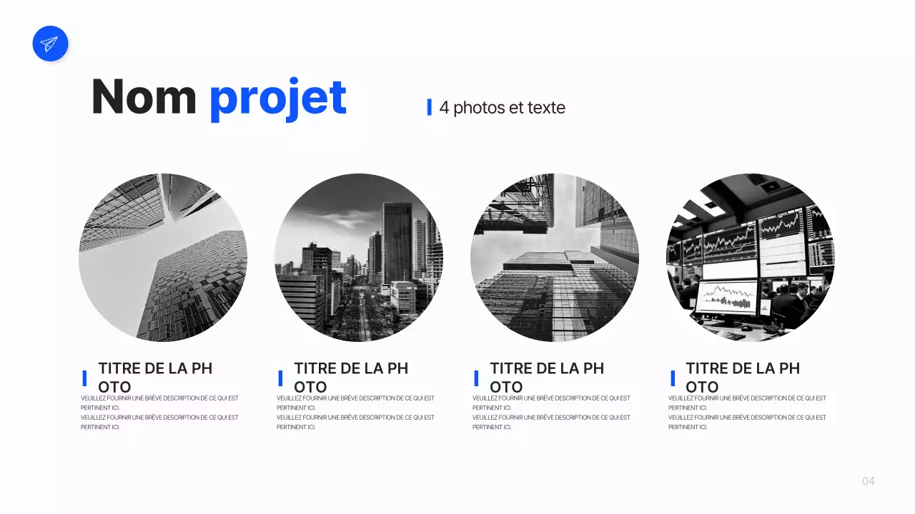 Un plan d'affaires simple en blanc et bleu