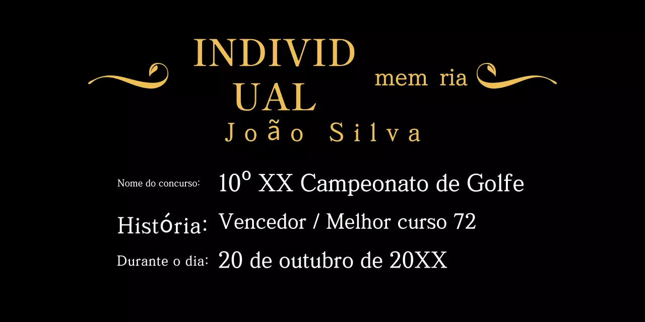Placa de golfe clássica dourada