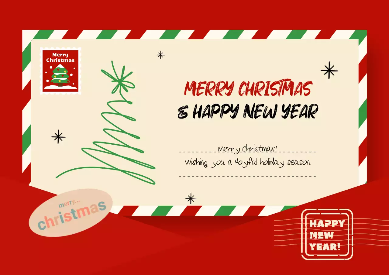 Cartaz de cartão de Natal tradicional vermelho