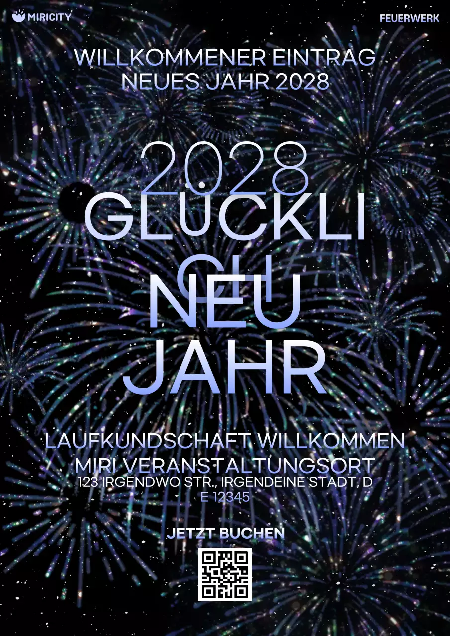 schwarze moderne Neujahrseinladung