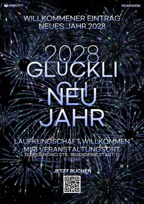 schwarze moderne Neujahrseinladung