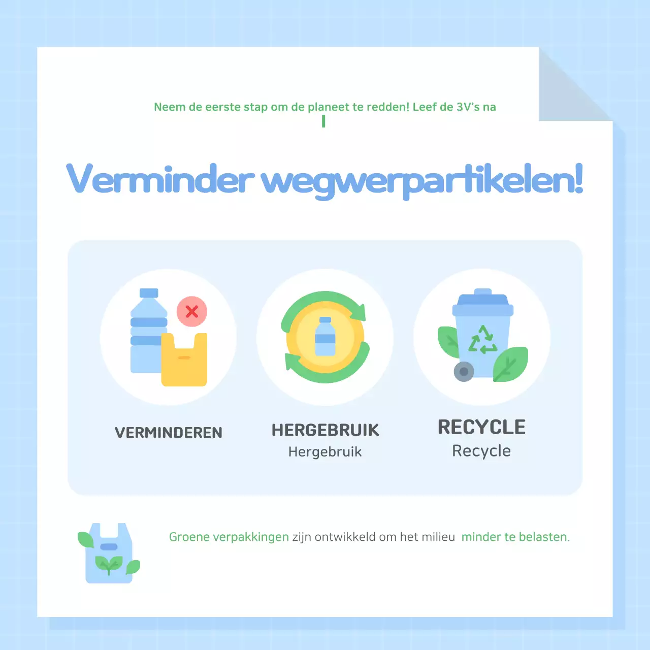 Lichtblauwe eenvoudige campagne voor milieubescherming