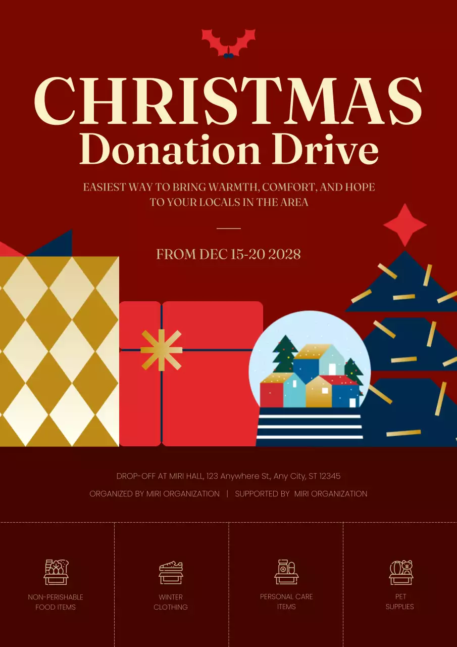 Red Traditional Christmas Event Poster