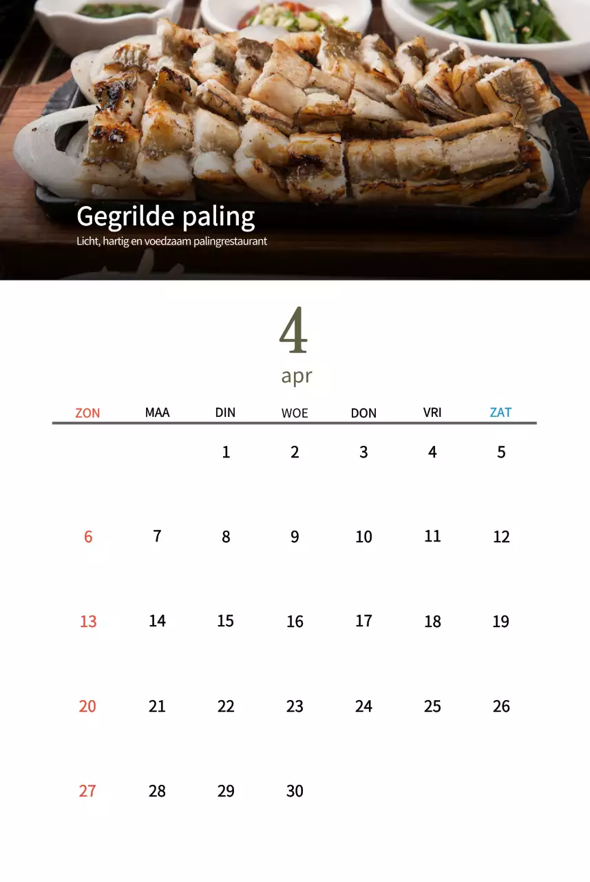 Traditioneel Koreaans restaurant concept kalender in beige