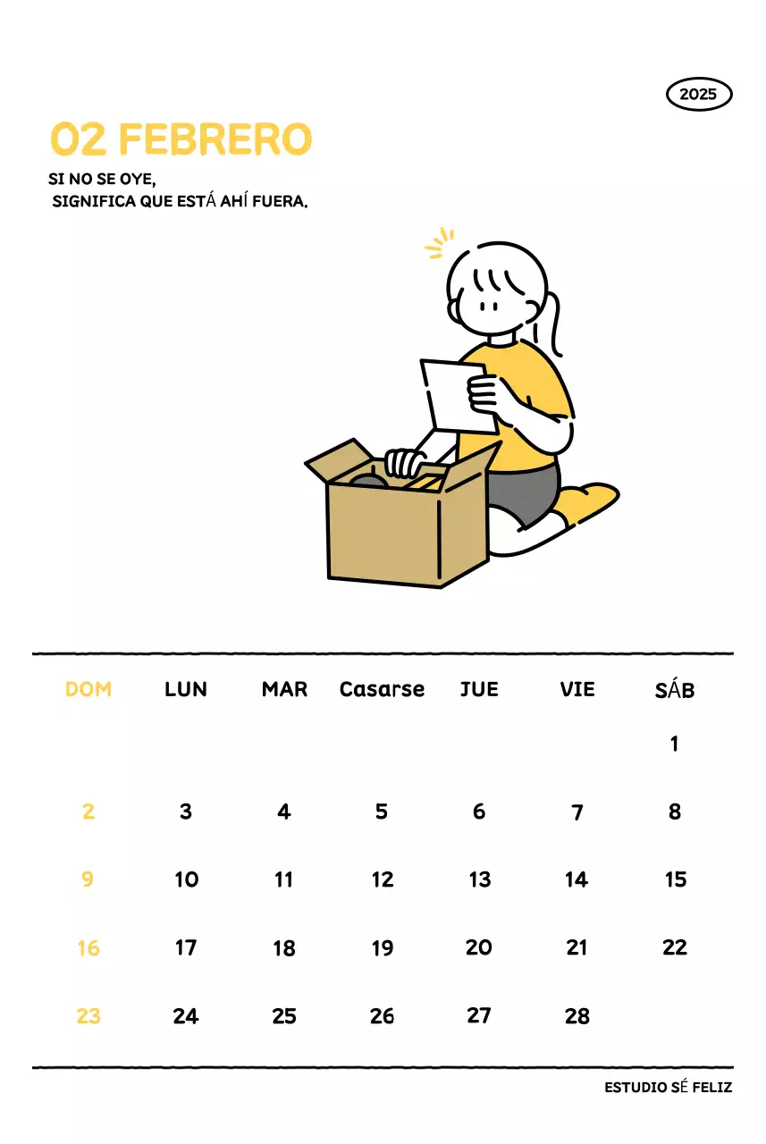 Calendario ilustrado con un bonito estilo de líneas