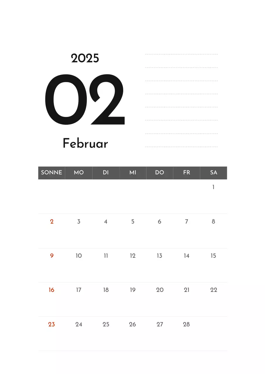 Grauer einfacher Unternehmenskalender