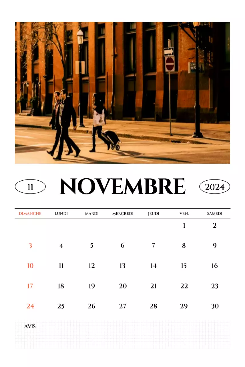 Calendrier mural de style simple avec un concept de photographie de voyage émotionnelle en noir et blanc