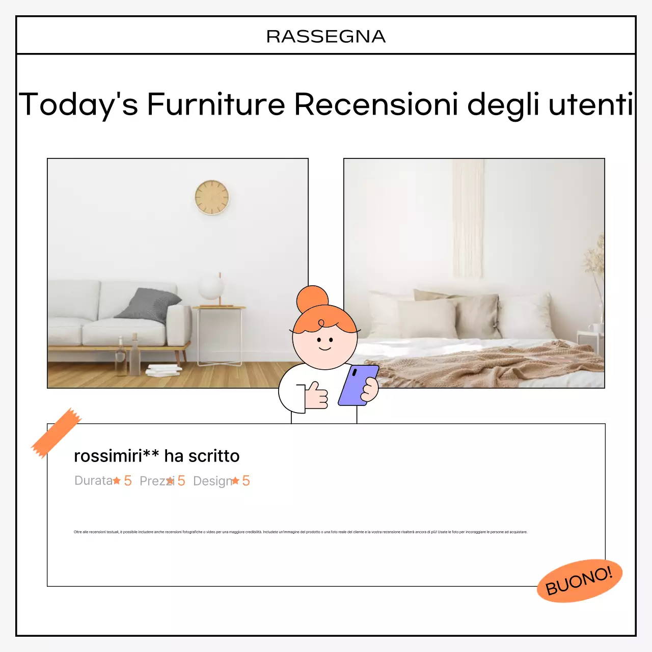 Una collezione kitsch di recensioni in arancione e nero