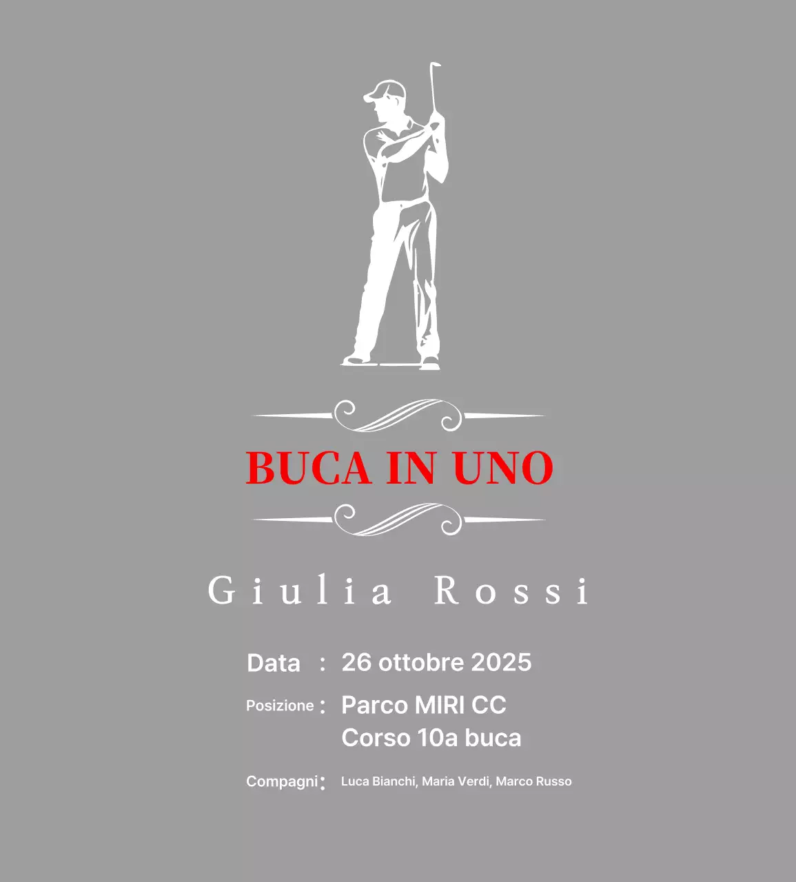 Classica targa da golf con l'illustrazione di un golfista che gioca a golf