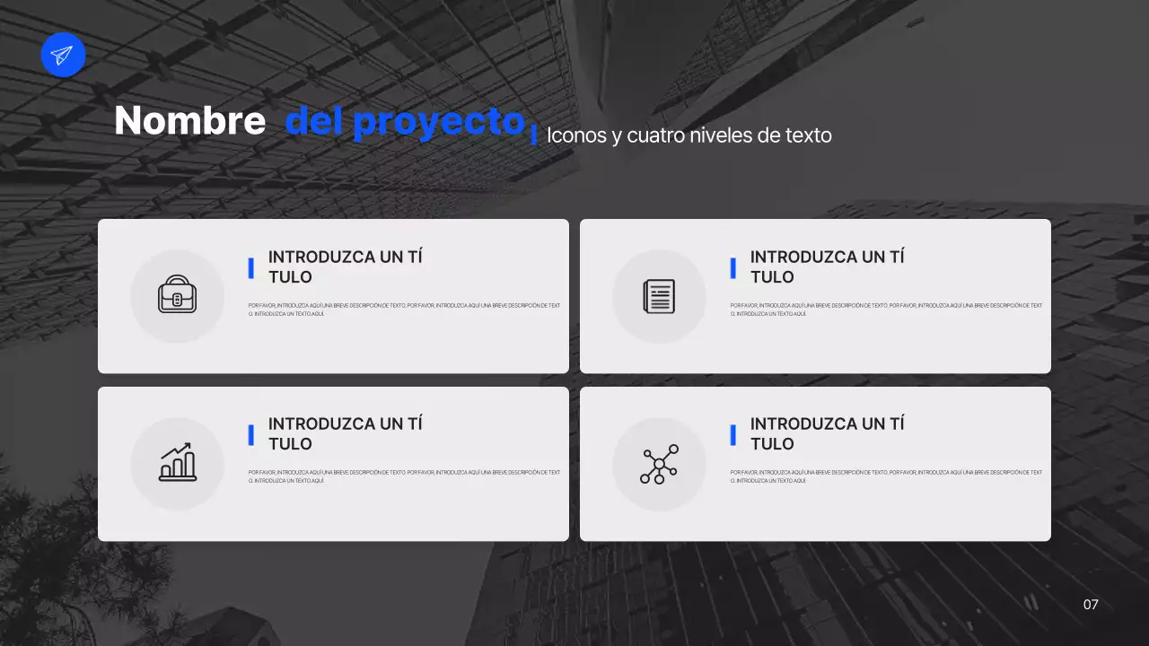 Un sencillo plan de empresa en blanco y azul