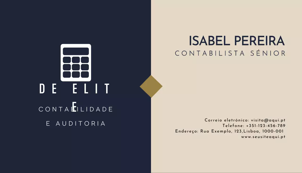 cartão de visita de contabilidade moderno em azul marinho