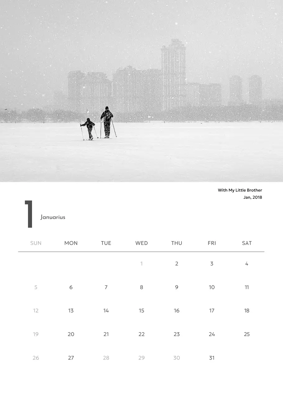 깔끔하고 도시적인 느낌의 사진 달력